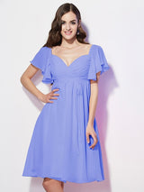 Gorgeous Sweetheart Short Sleeves Ruffles Short Chiffon Bridesmaid Dresses-Ballbella
