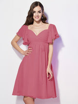 Gorgeous Sweetheart Short Sleeves Ruffles Short Chiffon Bridesmaid Dresses-Ballbella