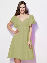 Gorgeous Sweetheart Short Sleeves Ruffles Short Chiffon Bridesmaid Dresses-Ballbella