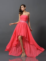 Gorgeous Sweetheart Sleeveless High Low Chiffon Bridesmaid Dresses-Ballbella