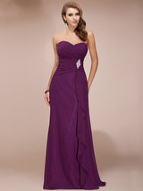 Gorgeous Sweetheart Sleeveless Long Beading Ruffles Chiffon Bridesmaid Dresses-Ballbella