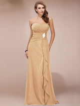 Gorgeous Sweetheart Sleeveless Long Beading Ruffles Chiffon Bridesmaid Dresses-Ballbella
