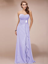 Gorgeous Sweetheart Sleeveless Long Beading Ruffles Chiffon Bridesmaid Dresses-Ballbella