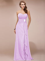Gorgeous Sweetheart Sleeveless Long Beading Ruffles Chiffon Bridesmaid Dresses-Ballbella