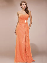 Gorgeous Sweetheart Sleeveless Long Beading Ruffles Chiffon Bridesmaid Dresses-Ballbella