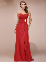 Gorgeous Sweetheart Sleeveless Long Beading Ruffles Chiffon Bridesmaid Dresses-Ballbella