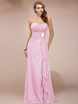 Gorgeous Sweetheart Sleeveless Long Beading Ruffles Chiffon Bridesmaid Dresses-Ballbella