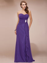 Gorgeous Sweetheart Sleeveless Long Beading Ruffles Chiffon Bridesmaid Dresses-Ballbella