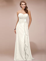 Gorgeous Sweetheart Sleeveless Long Beading Ruffles Chiffon Bridesmaid Dresses-Ballbella