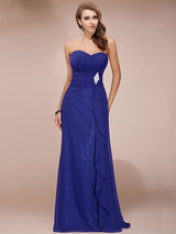 Gorgeous Sweetheart Sleeveless Long Beading Ruffles Chiffon Bridesmaid Dresses-Ballbella