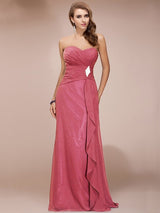 Gorgeous Sweetheart Sleeveless Long Beading Ruffles Chiffon Bridesmaid Dresses-Ballbella