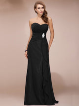 Gorgeous Sweetheart Sleeveless Long Beading Ruffles Chiffon Bridesmaid Dresses-Ballbella