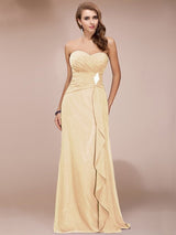 Gorgeous Sweetheart Sleeveless Long Beading Ruffles Chiffon Bridesmaid Dresses-Ballbella