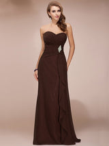 Gorgeous Sweetheart Sleeveless Long Beading Ruffles Chiffon Bridesmaid Dresses-Ballbella