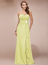 Gorgeous Sweetheart Sleeveless Long Beading Ruffles Chiffon Bridesmaid Dresses-Ballbella