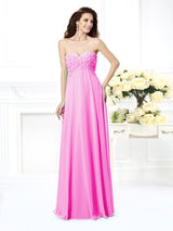 Gorgeous Sweetheart Sleeveless Long Chiffon Bridesmaid Dresses-Ballbella