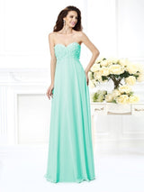 Gorgeous Sweetheart Sleeveless Long Chiffon Bridesmaid Dresses-Ballbella