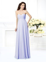 Gorgeous Sweetheart Sleeveless Long Chiffon Bridesmaid Dresses-Ballbella