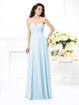 Gorgeous Sweetheart Sleeveless Long Chiffon Bridesmaid Dresses-Ballbella