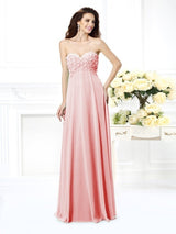 Gorgeous Sweetheart Sleeveless Long Chiffon Bridesmaid Dresses-Ballbella