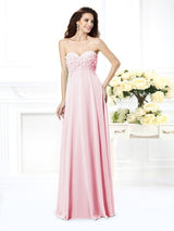 Gorgeous Sweetheart Sleeveless Long Chiffon Bridesmaid Dresses-Ballbella