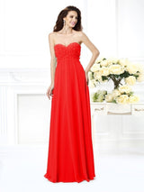 Gorgeous Sweetheart Sleeveless Long Chiffon Bridesmaid Dresses-Ballbella