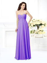 Gorgeous Sweetheart Sleeveless Long Chiffon Bridesmaid Dresses-Ballbella