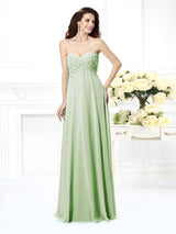 Gorgeous Sweetheart Sleeveless Long Chiffon Bridesmaid Dresses-Ballbella