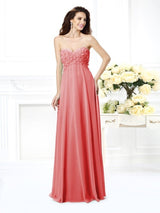 Gorgeous Sweetheart Sleeveless Long Chiffon Bridesmaid Dresses-Ballbella