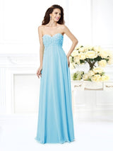 Gorgeous Sweetheart Sleeveless Long Chiffon Bridesmaid Dresses-Ballbella