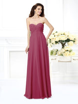 Gorgeous Sweetheart Sleeveless Long Chiffon Bridesmaid Dresses-Ballbella
