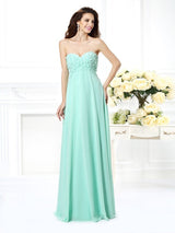 Gorgeous Sweetheart Sleeveless Long Chiffon Bridesmaid Dresses-Ballbella
