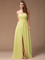 Gorgeous Sweetheart Sleeveless Long Ruffles Chiffon Bridesmaid Dresses-Ballbella