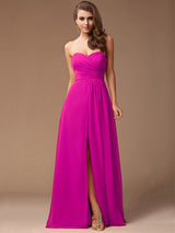Gorgeous Sweetheart Sleeveless Long Ruffles Chiffon Bridesmaid Dresses-Ballbella
