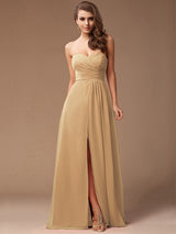 Gorgeous Sweetheart Sleeveless Long Ruffles Chiffon Bridesmaid Dresses-Ballbella