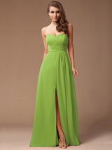 Gorgeous Sweetheart Sleeveless Long Ruffles Chiffon Bridesmaid Dresses-Ballbella