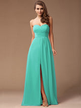 Gorgeous Sweetheart Sleeveless Long Ruffles Chiffon Bridesmaid Dresses-Ballbella