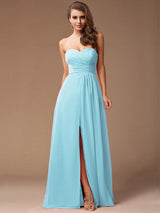 Gorgeous Sweetheart Sleeveless Long Ruffles Chiffon Bridesmaid Dresses-Ballbella