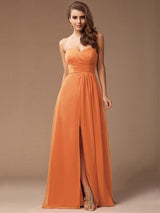 Gorgeous Sweetheart Sleeveless Long Ruffles Chiffon Bridesmaid Dresses-Ballbella
