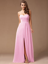 Gorgeous Sweetheart Sleeveless Long Ruffles Chiffon Bridesmaid Dresses-Ballbella