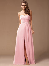 Gorgeous Sweetheart Sleeveless Long Ruffles Chiffon Bridesmaid Dresses-Ballbella