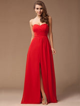 Gorgeous Sweetheart Sleeveless Long Ruffles Chiffon Bridesmaid Dresses-Ballbella