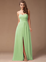 Gorgeous Sweetheart Sleeveless Long Ruffles Chiffon Bridesmaid Dresses-Ballbella