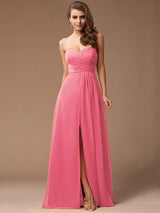 Gorgeous Sweetheart Sleeveless Long Ruffles Chiffon Bridesmaid Dresses-Ballbella