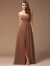 Gorgeous Sweetheart Sleeveless Long Ruffles Chiffon Bridesmaid Dresses-Ballbella