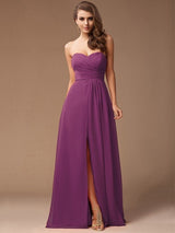 Gorgeous Sweetheart Sleeveless Long Ruffles Chiffon Bridesmaid Dresses-Ballbella