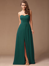 Gorgeous Sweetheart Sleeveless Long Ruffles Chiffon Bridesmaid Dresses-Ballbella
