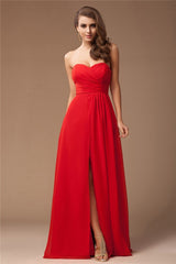 Gorgeous Sweetheart Sleeveless Long Ruffles Chiffon Bridesmaid Dresses-Ballbella