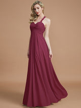 Gorgeous Sweetheart Sleeveless Ruched Chiffon Bridesmaid Dresses-Ballbella