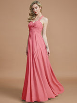 Gorgeous Sweetheart Sleeveless Ruched Chiffon Bridesmaid Dresses-Ballbella